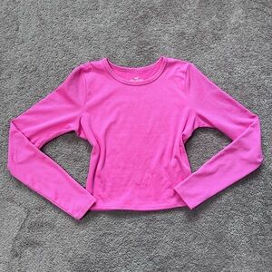 2021 Hollister Pink Ribbed Long Sleeve Baby Tee